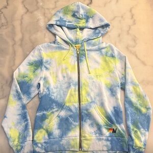 Aviator Nation Blue and Yellow Tie-Dye Hoodie